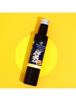 Organic elderflower syrup with honey, bottle 250 ml